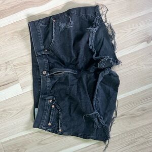 GAP stride Distressed Black Denim Shorts